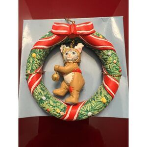 Rare Kitty Cucumber in a Reindeer costume Ornament Schmid 1989